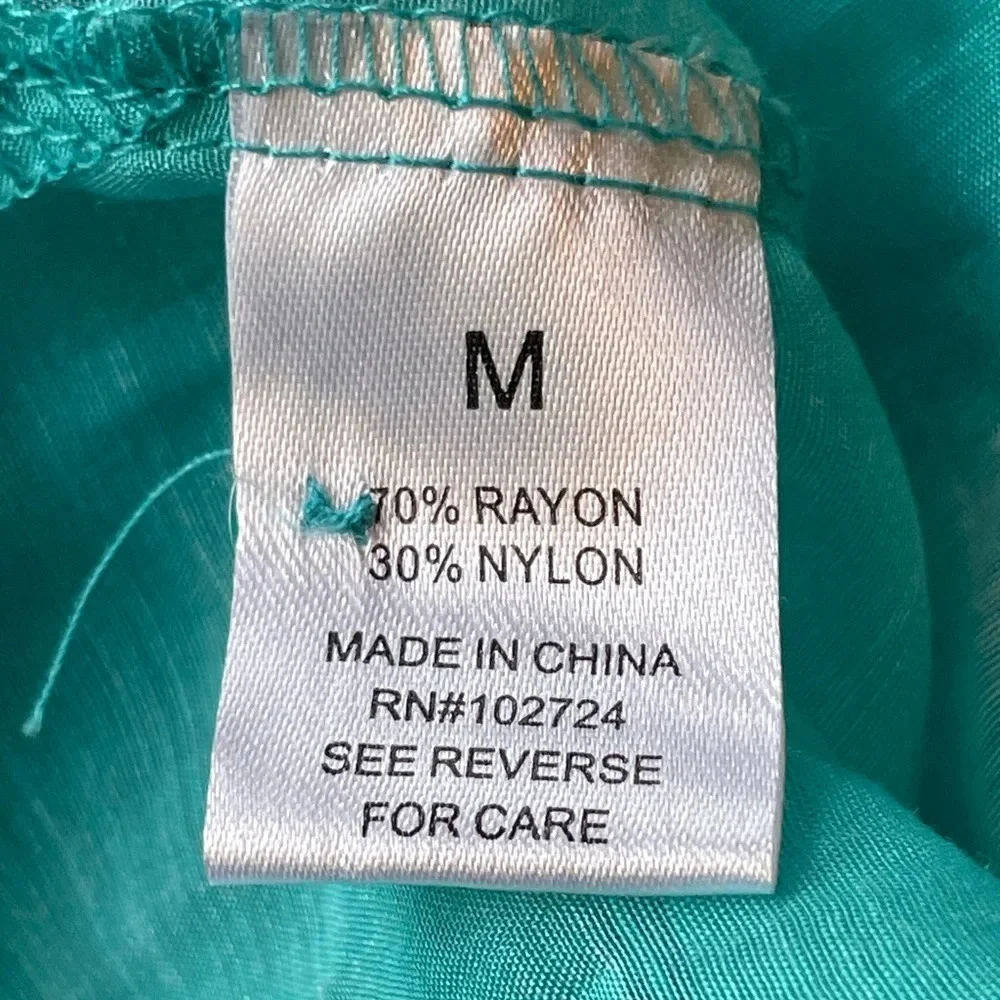 Lightweight Blue and White Tye Dye Roll Tab Sleeves Blouse Top Size Medium